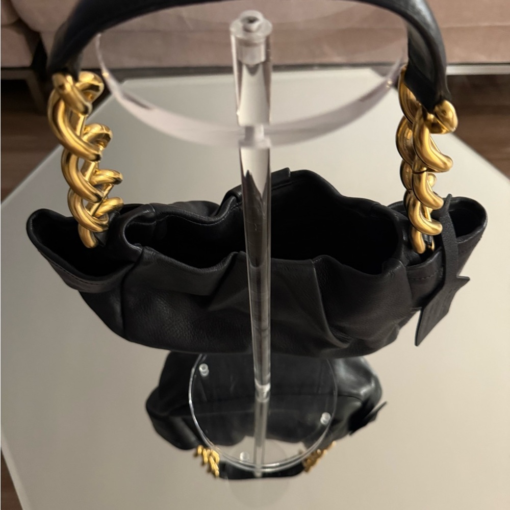 Prada Black Leather Shoulder Bag with Gold Chain - Picture 4 of 11